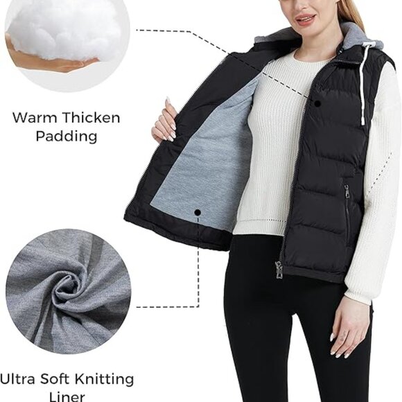 NWOT ZShow Women's Outerwear Vest Hooded Puffer Vest Padded Winter Vest Jacket - Picture 3 of 12